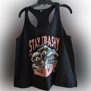 3 for $20 ⭐️ Black Tank Top with Raccoon Graphic